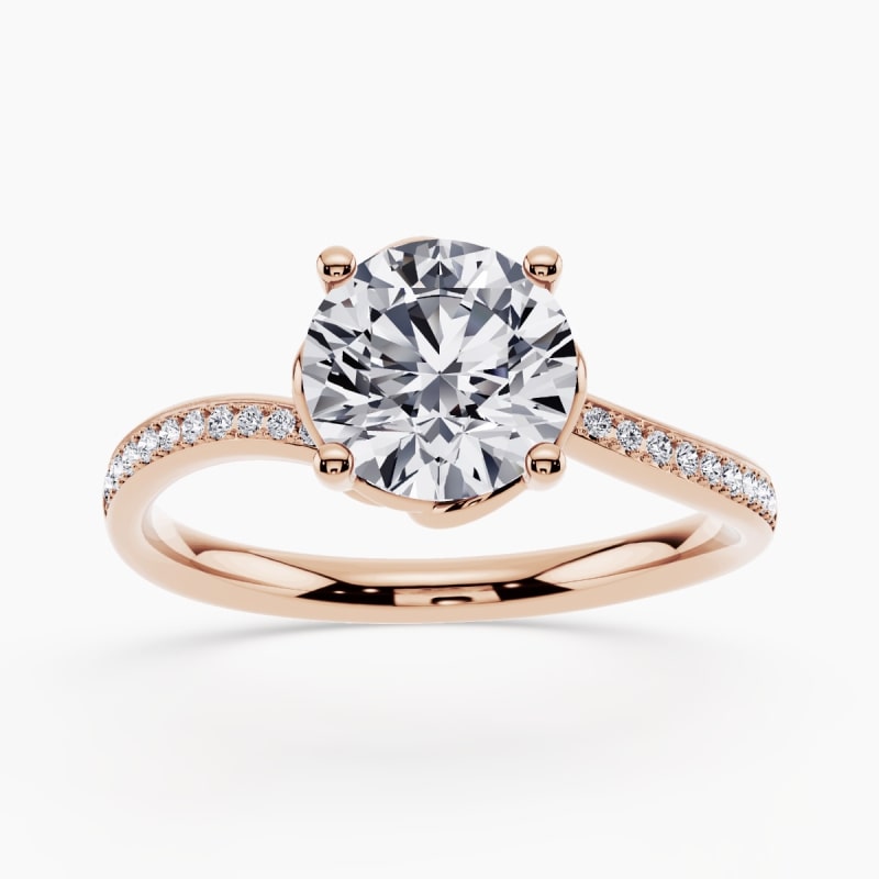 Image 46: Curved engagement ring with a contoured band and center diamond