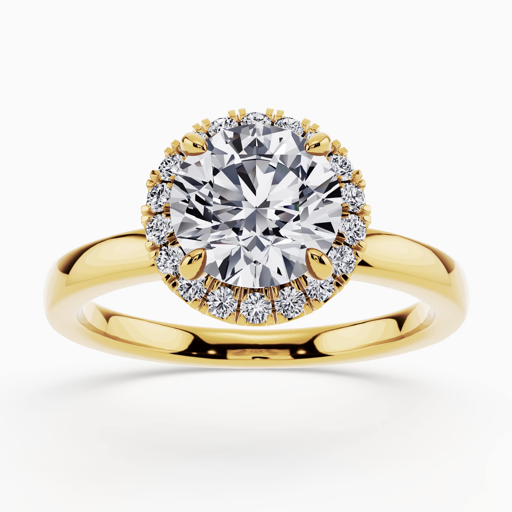 Image 42: Halo engagement ring with a central diamond and surrounding stones